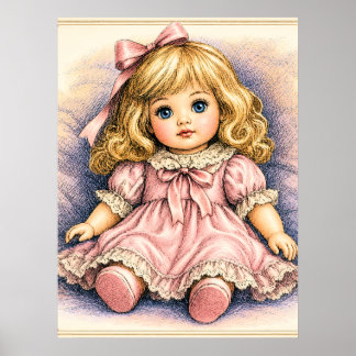 Antike Vintage-Puppe Poster