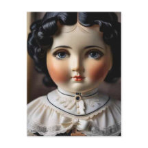 Antike Vintage-Puppe Postkarte – Nostalgischer Cha