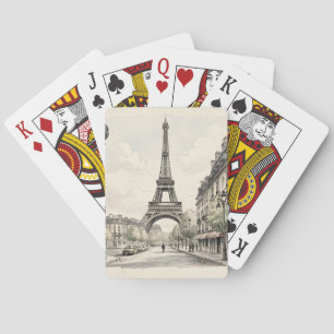 Antike Vintage-Reiseillustration von Paris Spielkarten