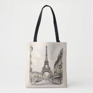 Antike Vintage-Reiseillustration von Paris Tasche