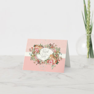 Antike Vintage-Rosen Blumenstrauß Dankeschön-Karte Dankeskarte