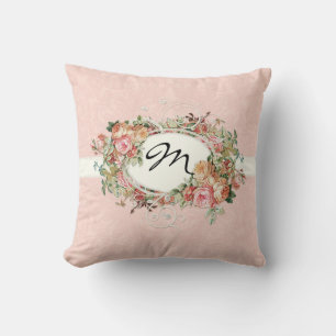 Antike Vintage-Rosen Florales Bouquet Moderne Schw Kissen
