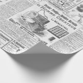 Antike Vintage Schwarz-weiße französische Werbung Geschenkpapier (Ecke)