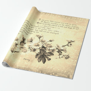 Antike Vintage-Sepia-Gänseblümchen-Blumendichtung Geschenkpapier