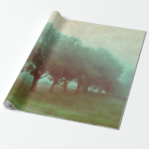 Antike Vintage-Teal-Textur-Landschafts-Decoupage Geschenkpapier