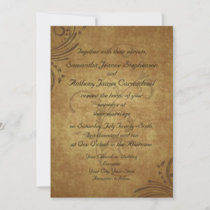 Antike Vintage-Teetassen-Swirls-Hochzeit Einladung
