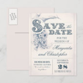 antike Vintage-Typografie-Save-the-Date-Postkarten Ankündigungspostkarte (Vorne/Hinten)