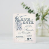 antike Vintage-Typografie-Save-the-Date-Postkarten Ankündigungspostkarte (Stehend Vorderseite)
