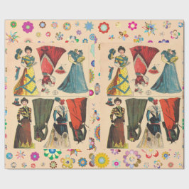 Antike Vintage Viktorianische Papierpuppen mit Kle Geschenkpapier