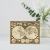 Antike Vintage Weltkarte Postkarten (Stehend Vorderseite)