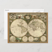 Antike Vintage Weltkarte Postkarten (Vorne/Hinten)