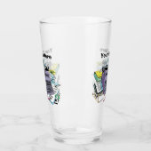 Antike violette Schreibmaschine Stifte Papier Büch Glas (Links)
