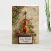Antike Violine mit Rosen Karte (Vorderseite)