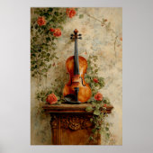 Antike Violine mit Rosen Poster (Vorne)