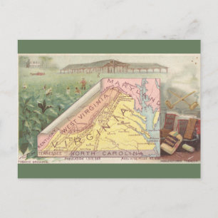 Antike Virginia-Karte Postkarte