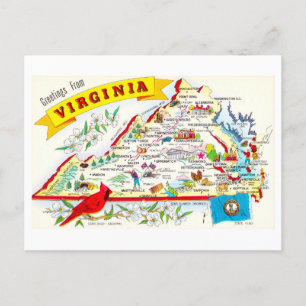 Antike Virginia-Karte Reise-Postkarte Postkarte