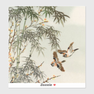 Antike Vögel Asiatischer Garten Bambus Spatzen Aufkleber