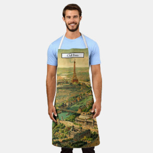 Antike Vogelperspektive-Karte von Paris Schürze