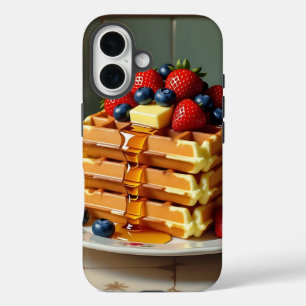Antike Waffelplatte mit Erdbeeren  iPhone 16 Hülle