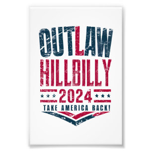 Antike Wahlen Outlaw Hillbilly US-Flagge  Fotodruck