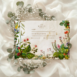 Antike Waldbeer-Hochzeit RSVP Karte