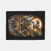 Antike Waldtiere Wolf Elch Hirsch Eule Fleecedecke (Vorderseite (Horizontal))