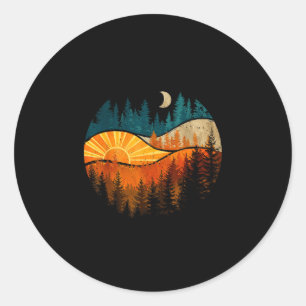 Antike Waldtrees Sonnenuntergang Mond Outdoor-Natu Runder Aufkleber
