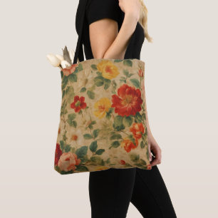 Antike Wasserfarbe Blumige Beliebte Kollektion Tasche