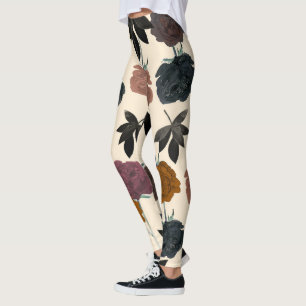 Antike Wasserfarbe Kräftige Herbstblumen Leggings