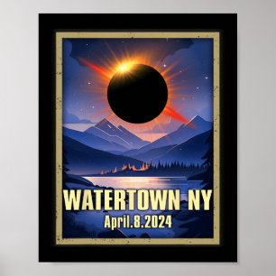 Antike Watertown Ny Totale Sonnenfinsternis 2024  Poster