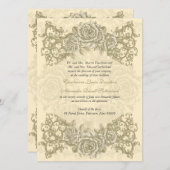 Antike Wedding SahneRosen Einladung (Vorne/Hinten)