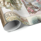 Antike Weihnachts-Ephemera-Collage Decoupage Geschenkpapier (Rolleneckpunkt)
