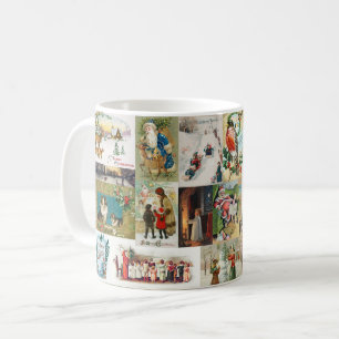 Antike Weihnachts-Kollage im Vintage-Stil Festlich Kaffeetasse