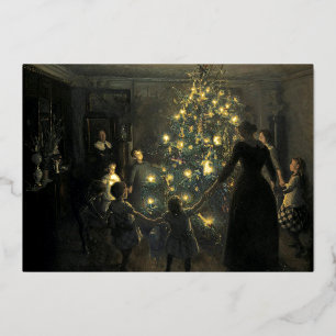 Antike Weihnachtsbaum-Dekoration aus der viktorian Folien Feiertagskarte