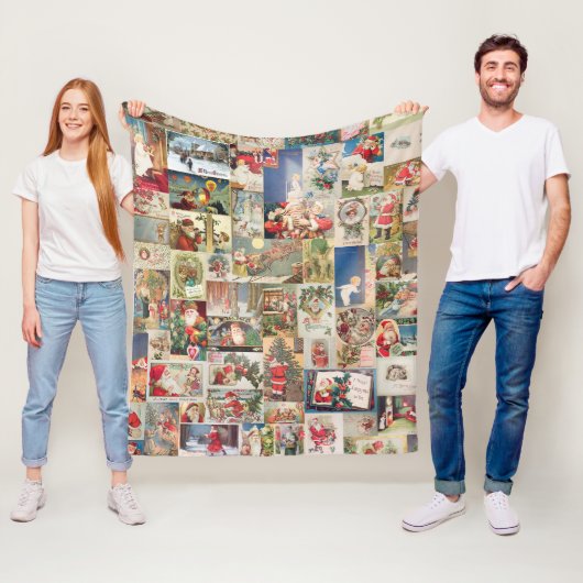 Antike Weihnachtsfeiertage Grußkarten Muster Fleecedecke (Beispiel)