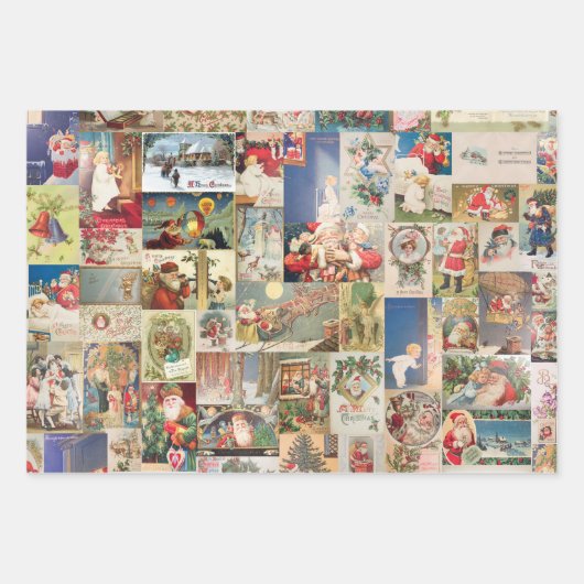 Antike Weihnachtsfeiertage Grußkarten Muster Geschenkpapier Set (Vorderseite)