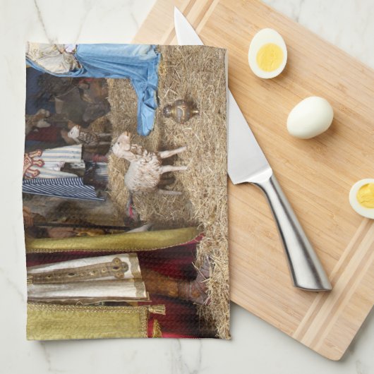 Antike WeihnachtsGeburt Christis-Szene Geschirrtuch (Viertel Falte)