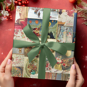 Antike Weihnachtsgrußkarten Muster Geschenkpapier