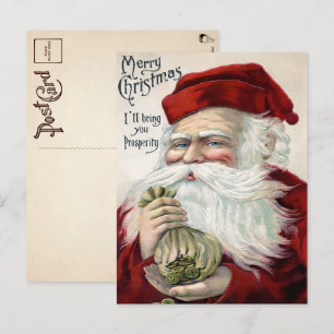 Antike Weihnachtskarte Santa Claus im Prosperity-S Postkarte