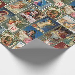 Antike Weihnachtskarten Baby Jesus Angels Geburt K Geschenkpapier