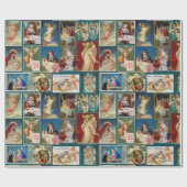 Antike Weihnachtskarten Baby Jesus Angels Geburt K Geschenkpapier (Flach)