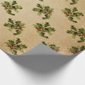 Antike Weihnachtszeit Pflanze Rot Frohe Weihnachte Geschenkpapier (Ecke)