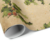 Antike Weihnachtszeit Pflanze Rot Frohe Weihnachte Geschenkpapier (Rolleneckpunkt)