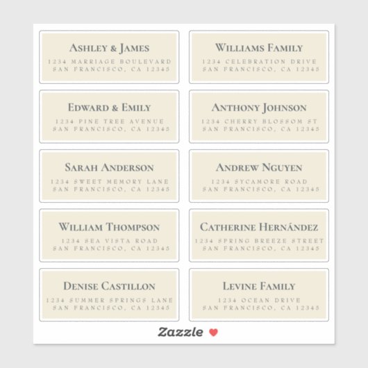 Antike weiße Gastadresse Labels ORDER 6" oder 8"! (Blatt)