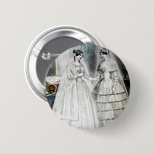 Antike weiße Hochzeitskleider Button (Vorne & Hinten)
