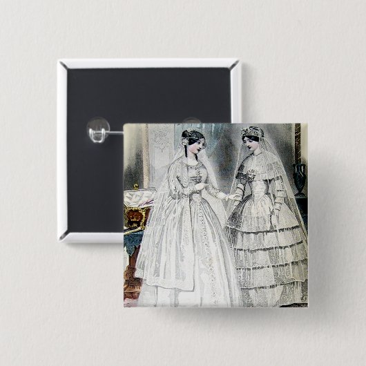 Antike weiße Hochzeitskleider Button (Vorne & Hinten)