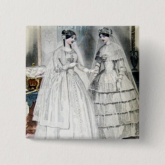 Antike weiße Hochzeitskleider Button (Vorderseite)