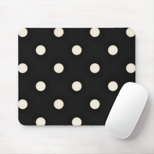 Antike weiße Polka Punkte auf schwarz erschüttert Mousepad (Mit Mouse)