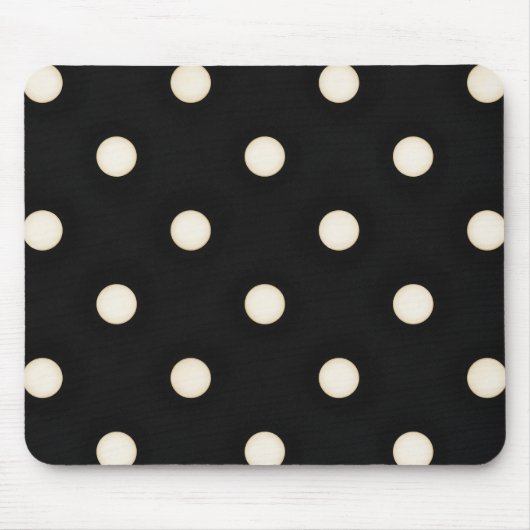 Antike weiße Polka Punkte auf schwarz erschüttert Mousepad (Vorne)