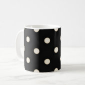Antike weiße Polka Punkte auf schwarz Kaffeetasse (Vorderseite Links)
